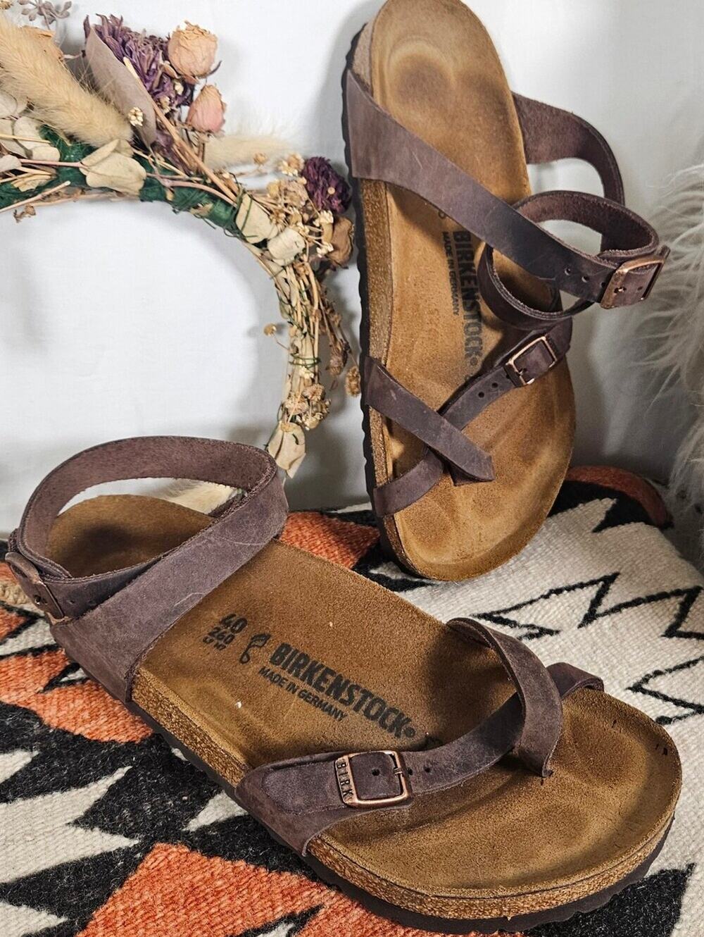 Birkenstock Yara Habana Oiled Leather Ankle Strap Sandals Size 40 Regular / Wide
